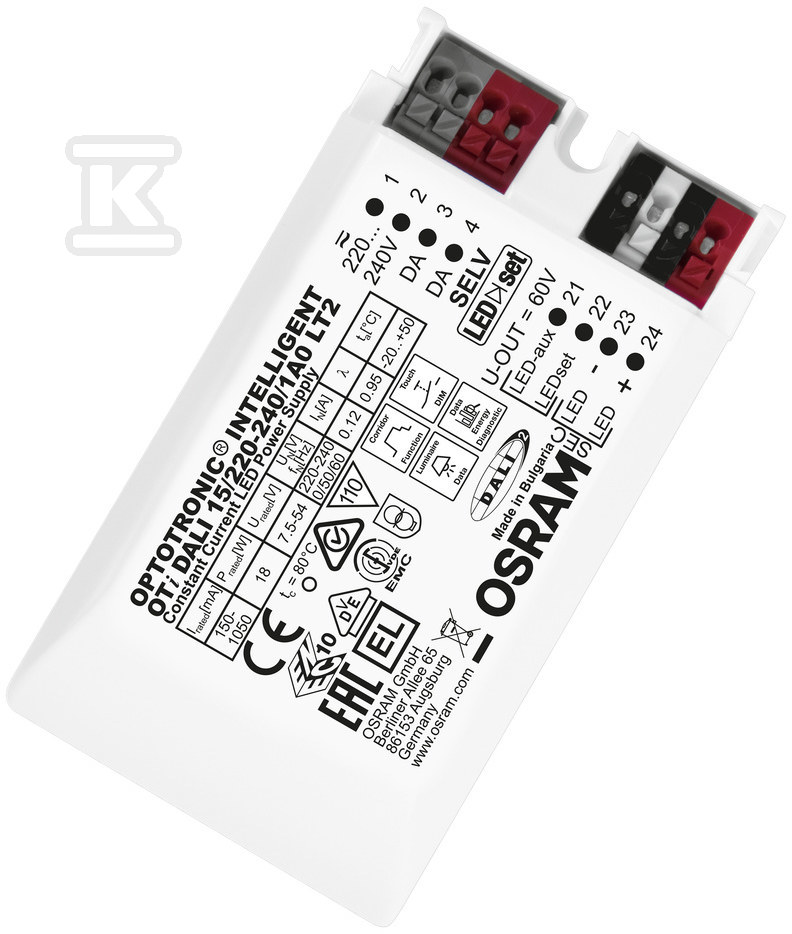 Zasilacz OTI DALI 15W 220-240V LT2 - 4062172143912